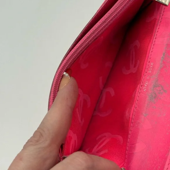 Chanel Cambon Ligne Long Wallet Black Lambskin Pink Series 10 w/ Holo, Auth Card - Picture 12 of 16